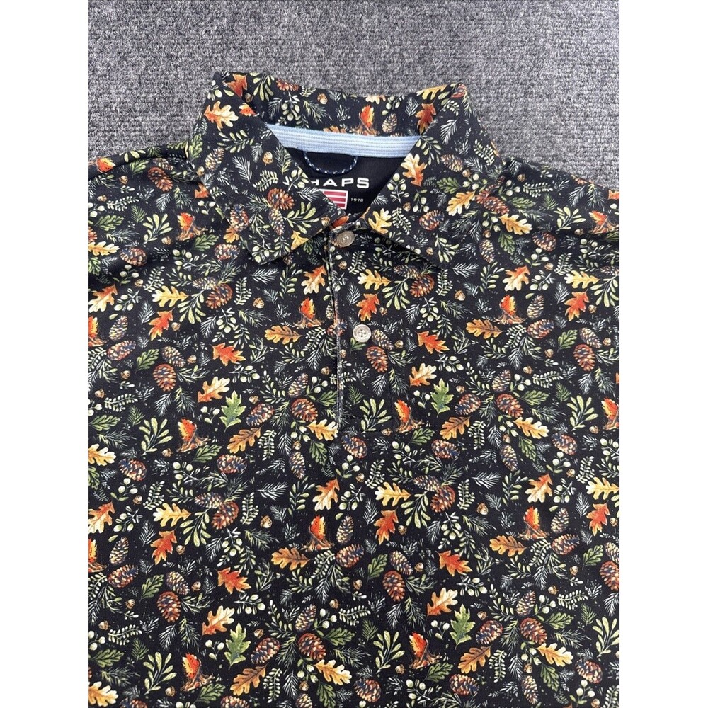 Chaps Everyday Performance Pinecone Floral Polo Men’s Small Black BNWOT
